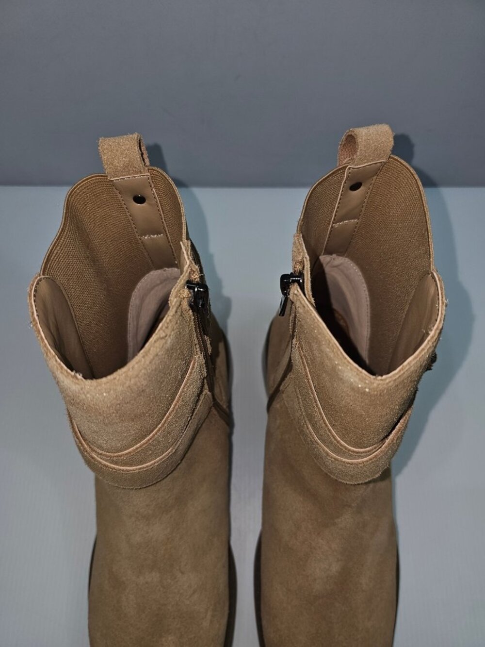 Donald Pliner Mathilda Moto Ankle Boot Womens 9.5 Camel Brown Suede Buckle Strap - Picture 10 of 15